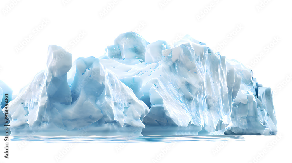 Huge blue iceberg isolated on transparent background