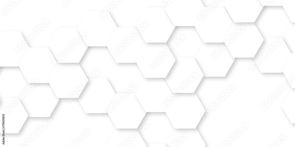 Naklejka premium Abstract white background with hexagon and hexagonal background. Luxury white pattern with hexagons. abstract 3d hexagonal background with shadow. 3D futuristic abstract honeycomb mosaic background.