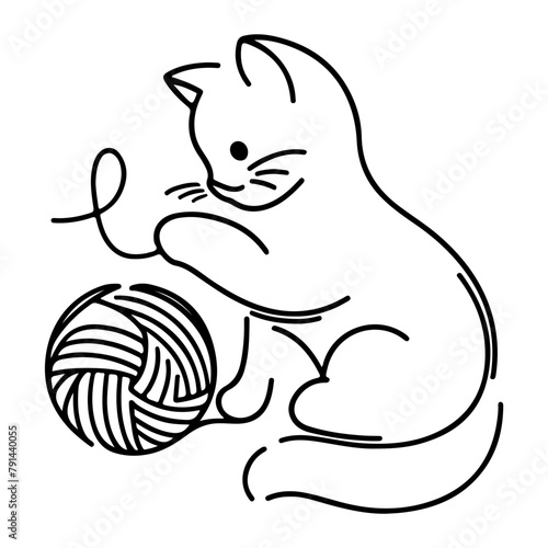 cat playing a yarn
