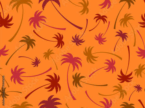 Seamless pattern with palm trees. Summer time, wallpaper with tropical palm trees pattern. Design for printing t-shirts, banners and promotional items. Vector illustration