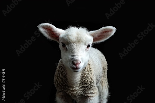 White lamb isolated on black