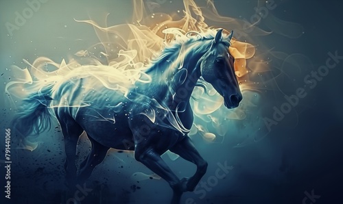 Horse abstract magical animal background with mare stallion wallpaper, Generative AI