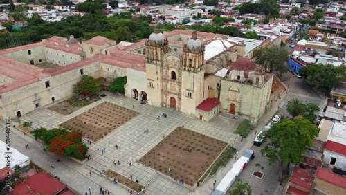 Aerial Footage of the Majestic Cathedral of Santo Domingo de Guzman in Oaxaca de Juarez, Mexico. photo