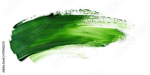 Hand painted stroke of green paint brush isolated on white background