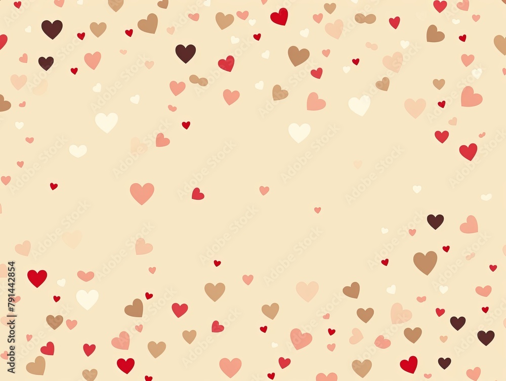beige hearts pattern scattered across the surface, creating an adorable and festive background for Valentine's Day or Mothers day on a Beige backdrop. The artwork is in the style of a traditional Chin