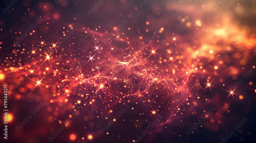 Vibrant red and gold glittering particles create a dynamic and festive abstract background. Vibrant red and gold glittering particles create a dynamic and festive abstract background.