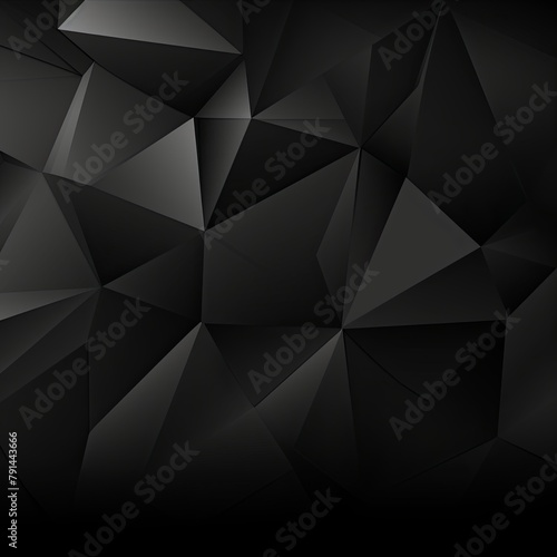Black abstract background with low poly design, vector illustration in the style of black color palette with copy space for photo text or product, blank empty copyspace 