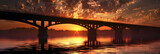 Minimalist view of a bridges silhouette against the sky , Minimalist Urban Landscape: Bridge Silhouette