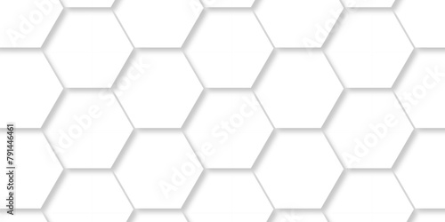 Seamless pattern with hexagon. White Hexagonal Background. Luxury honeycomb grid White Pattern. Vector Illustration. 3D Futuristic abstract honeycomb mosaic white background.