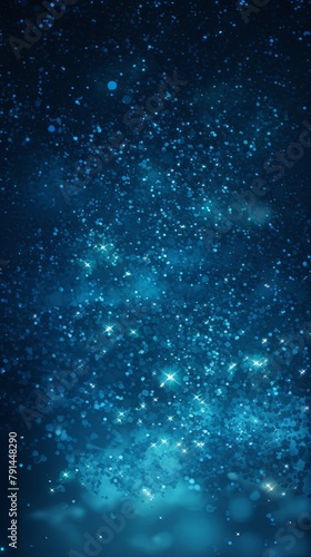 Blue glitter texture background with dark shadows  glowing stars  and subtle sparkles with copy space for photo text or product  blank empty copyspace 