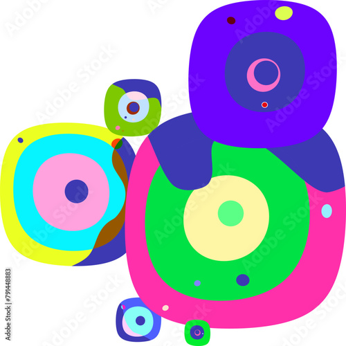 A composition of bright colored figures.