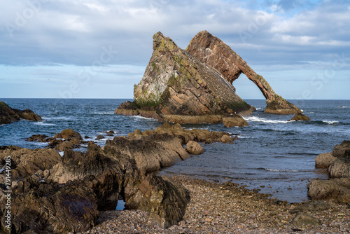 Bow fiddle rock near Portknockie on the north eastern coast of Scotland.