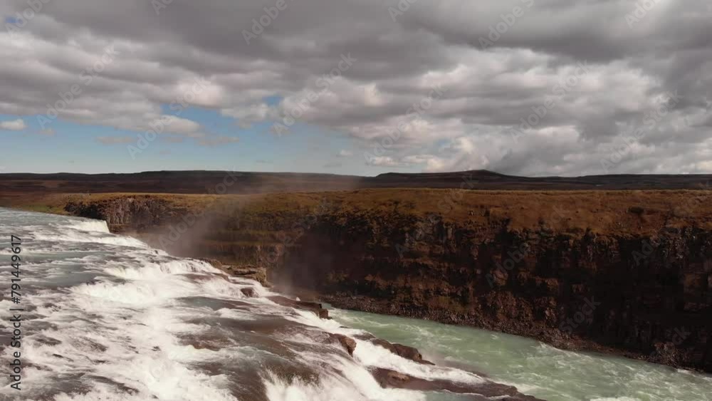 Gullfoss waterfall iceland cinematic drone Gullfoss waterfall iceland cinematic drone