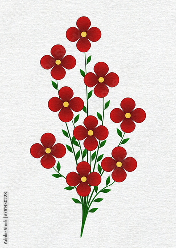 Dessin d'un bouquet de fleurs rouges sur papier dessin