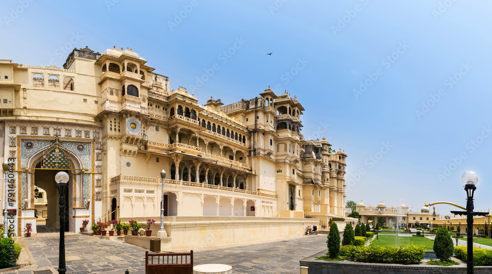 Panorama of City Palace, Udaipur, India
