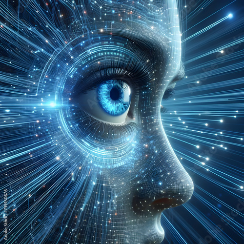 artificial intelligence human eye technology concept seeing the future AI  photo