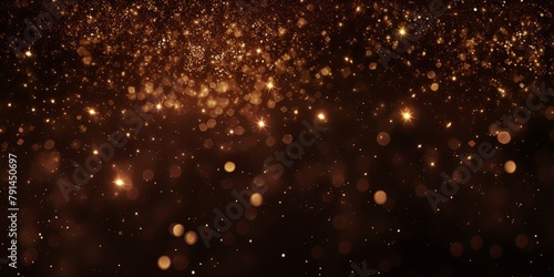 Brown glitter texture background with dark shadows, glowing stars, and subtle sparkles with copy space for photo text or product, blank empty copyspace