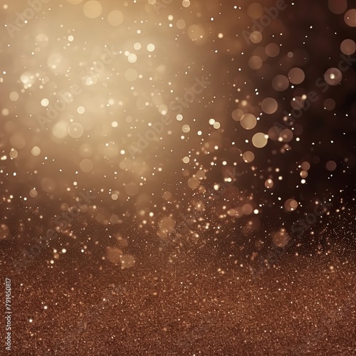 Brown glitter texture background with dark shadows, glowing stars, and subtle sparkles with copy space for photo text or product, blank empty copyspace