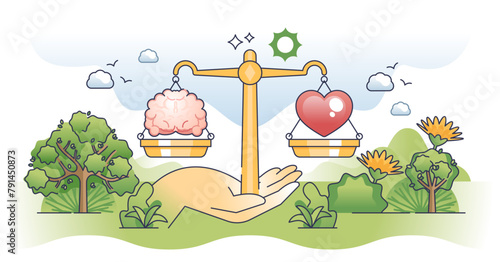 Ethical leadership for employee work and life balance hands outline concept, transparent background.