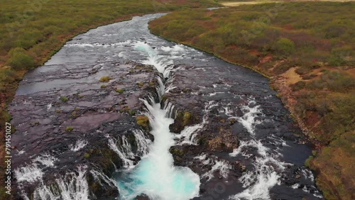 Bruarfoss Waterfall Iceland drone fly photo