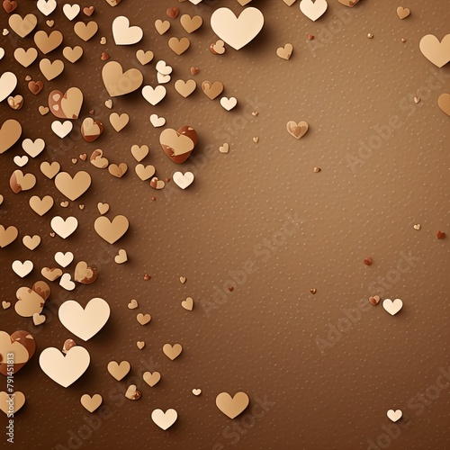 brown hearts pattern scattered across the surface, creating an adorable and festive background for Valentine's Day or Mothers day on a Beige backdrop. The artwork is in the style of a traditional Chin