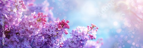 Pink And Purple Flowers. Lilac and Purple Flowers Border with White Background