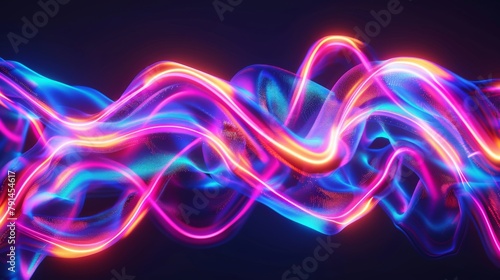 Vibrant neon lights in abstract pattern. An array of vivid neon lights converge in the center, creating a dynamic abstract display ideal for modern and energetic concepts