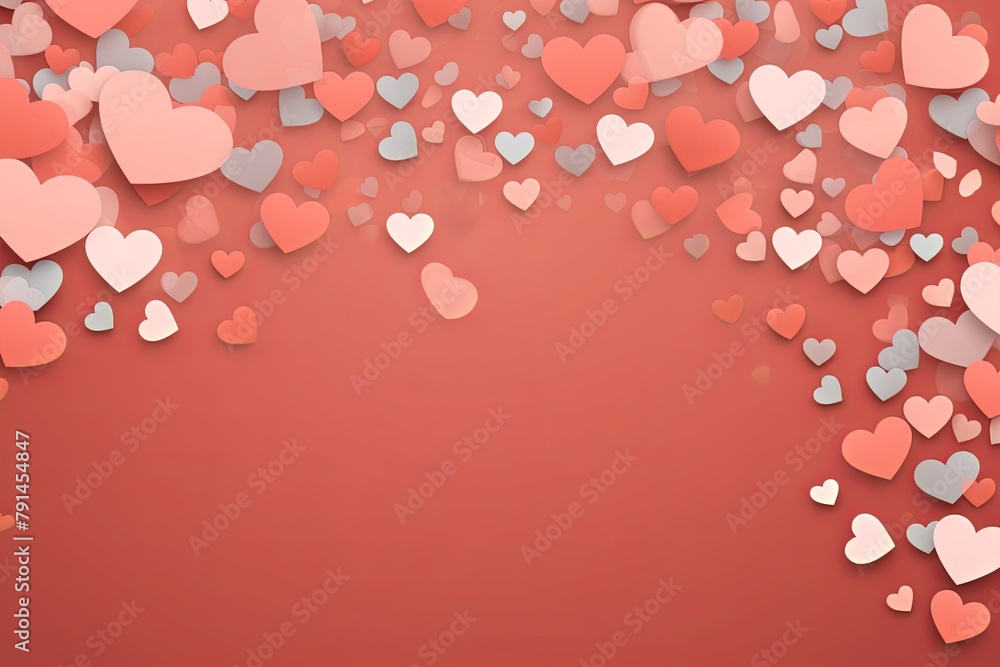 coral hearts pattern scattered across the surface, creating an adorable and festive background for Valentine's Day or Mothers day on a Beige backdrop. The artwork is in the style of a traditional Chin