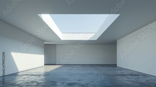 Empty room without furniture white wall concrete floor