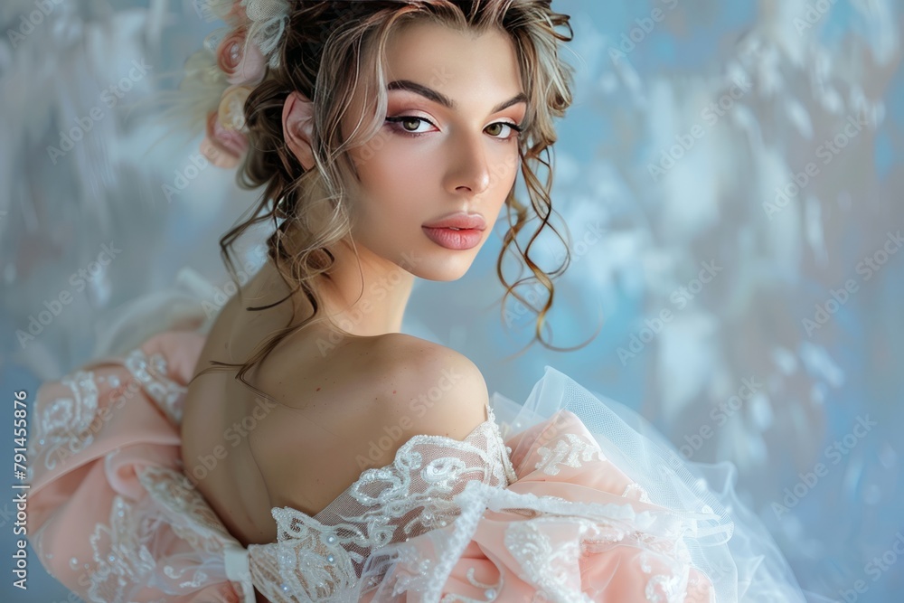 portrait of an Caucasian female model in a gown dress, fashion model , feminine portrait of an Caucasian female model in a gown dress, fashion model , feminine
