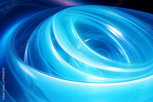 Cyan abstract background with spiral. Background of futuristic swirls in the style of holographic. Shiny  glossy 3D rendering. Hologram with copy space for photo text or product  blank empty copyspace