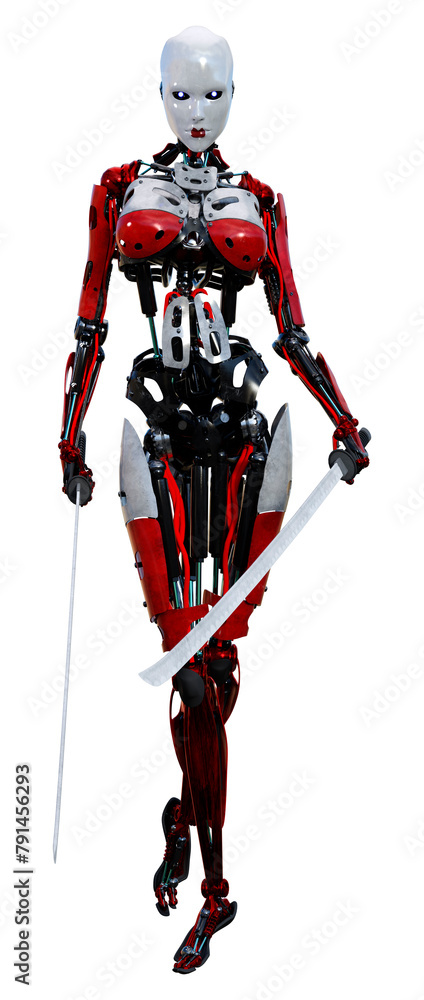 Fototapeta premium 3D Rendering Female Robot on White