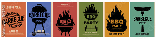 Barbecue banner. Barbecue banner set. Vintage style. photo