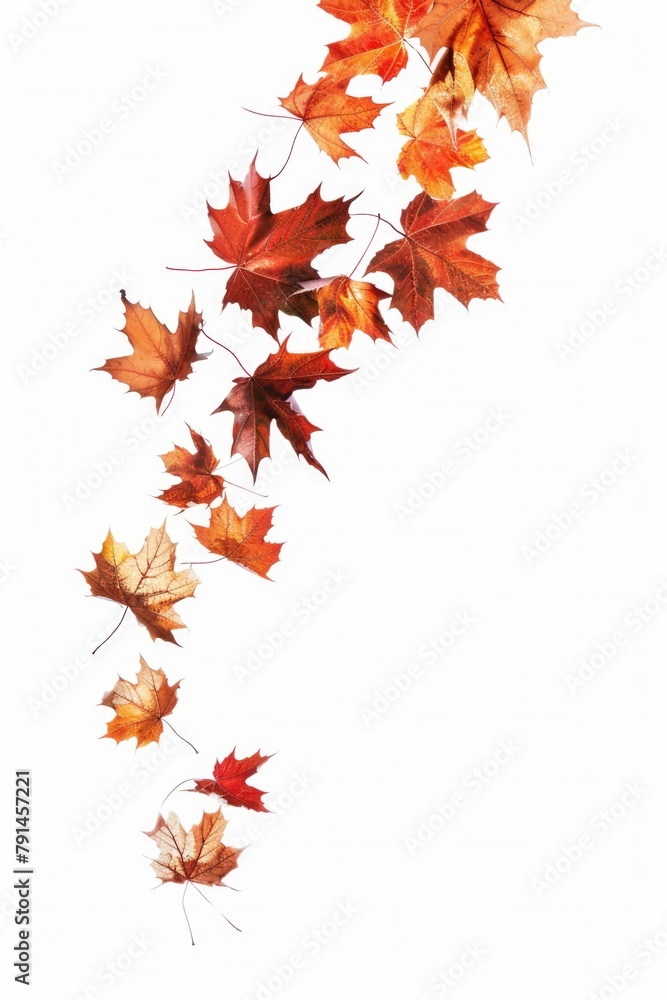 Falling Fall Leaves. Autumn Maple Leaves Design Element on White Background