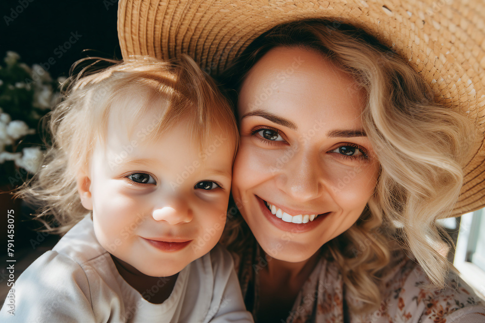 Lovable little child with his her mom dad happy family mother father day celebration Generative AI