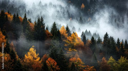 Mystical Autumn Fog in Black Forest