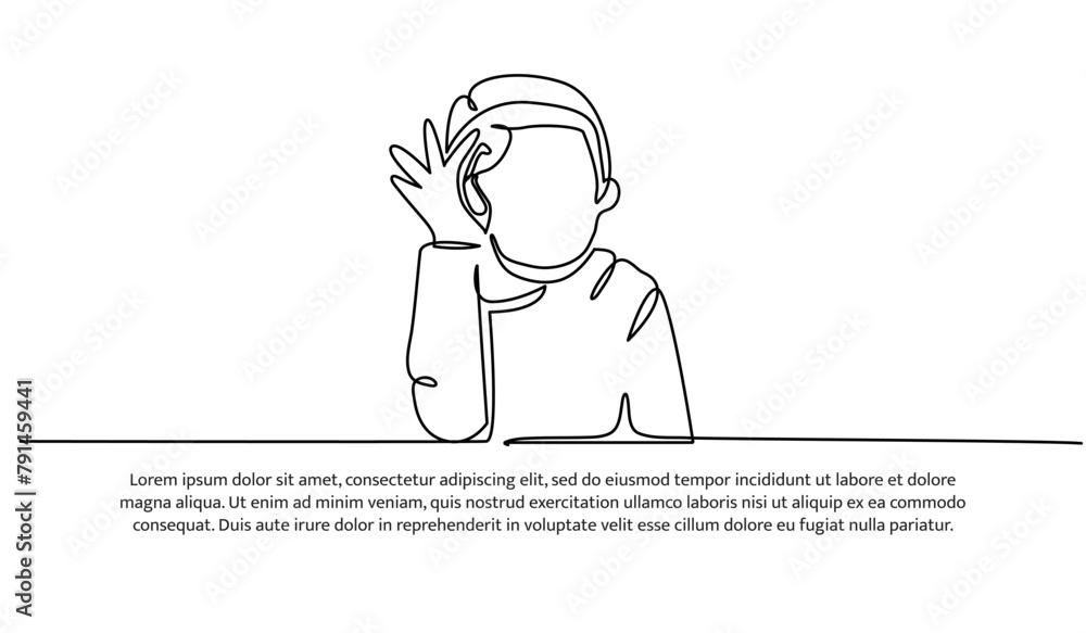 Continuous line design of hearing care for all. Single line decorative elements drawn on a white background. Continuous line design of hearing care for all. Single line decorative elements drawn on a white background.