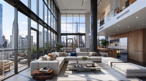 A contemporary urban penthouse with sweeping city views and sleek, modern interiors, featuring state-of-the-art amenities and designer finishes that redefine luxury living photo
