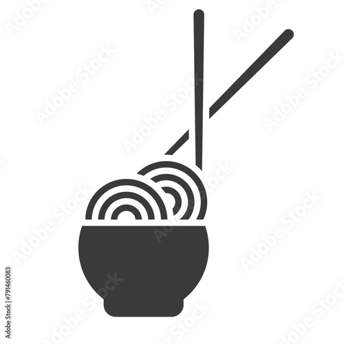 Chinese noodles glyph icon isolated on white background.Vector illustration