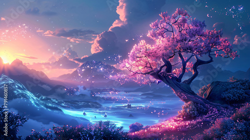 Fantastic landscape with a fantasy tree of desires  © UsamaR