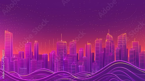 Futuristic cityscape with digital network overlay. A stunning visual representation of a smart city  with digital connections and a network overlay implying a connected  data-driven metropolis