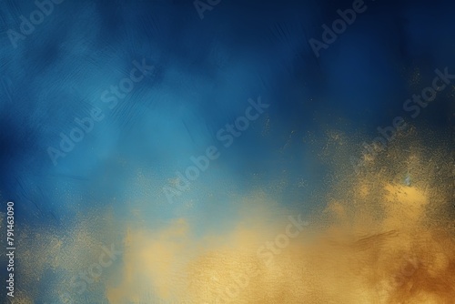 Gold and blue colors abstract gradient background in the style of  grainy texture  blurred  banner design  dark color backgrounds  beautiful with copy space for photo text or product  blank empty copy