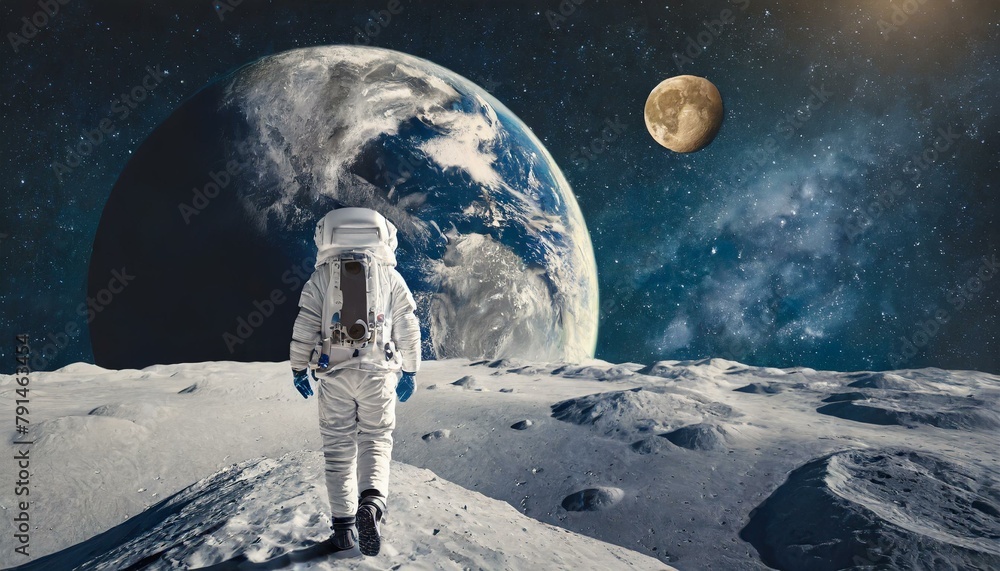 Back to the Moon: Concept Image of Astronaut Walking on Moon's Surface ...
