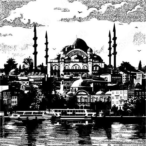 Flat Vector Art Illustration of Istanbul, Epic Composition