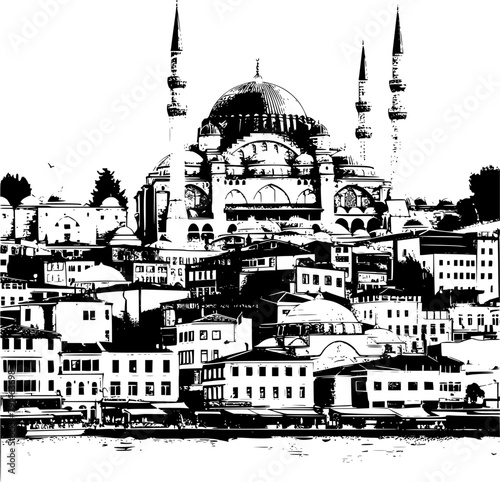 Minimal Lines Drawing of Istanbul City, Subtle and Refined