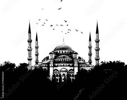 Minimalist Illustration Poster of Ancient Istanbul, Timeless Elegance