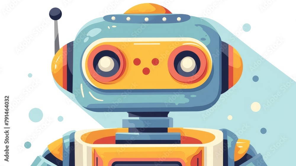 Fototapeta premium An engaging flat icon with a long shadow depicting the concept of a robot is designed in format