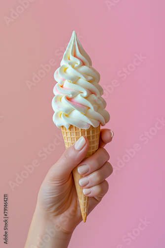 Wallpaper Mural Vanilla ice cream soft serve with woman hand holding Torontodigital.ca