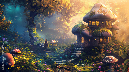 Fantasy dream world fairytale background digital art