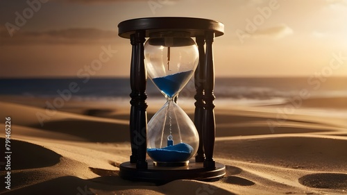 Sand Flowing Through a Glass Jar, Sand Pouring Through a Glass Jar in a Countdown, Sand Running Through a Glass Jar Signifying a Deadline, Sand in a Glass Jar, Sand Drifting Through a Glass Jar in a C photo
